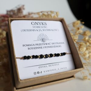 Bransoletka Onyks & Hematyt — talizman przetrwania