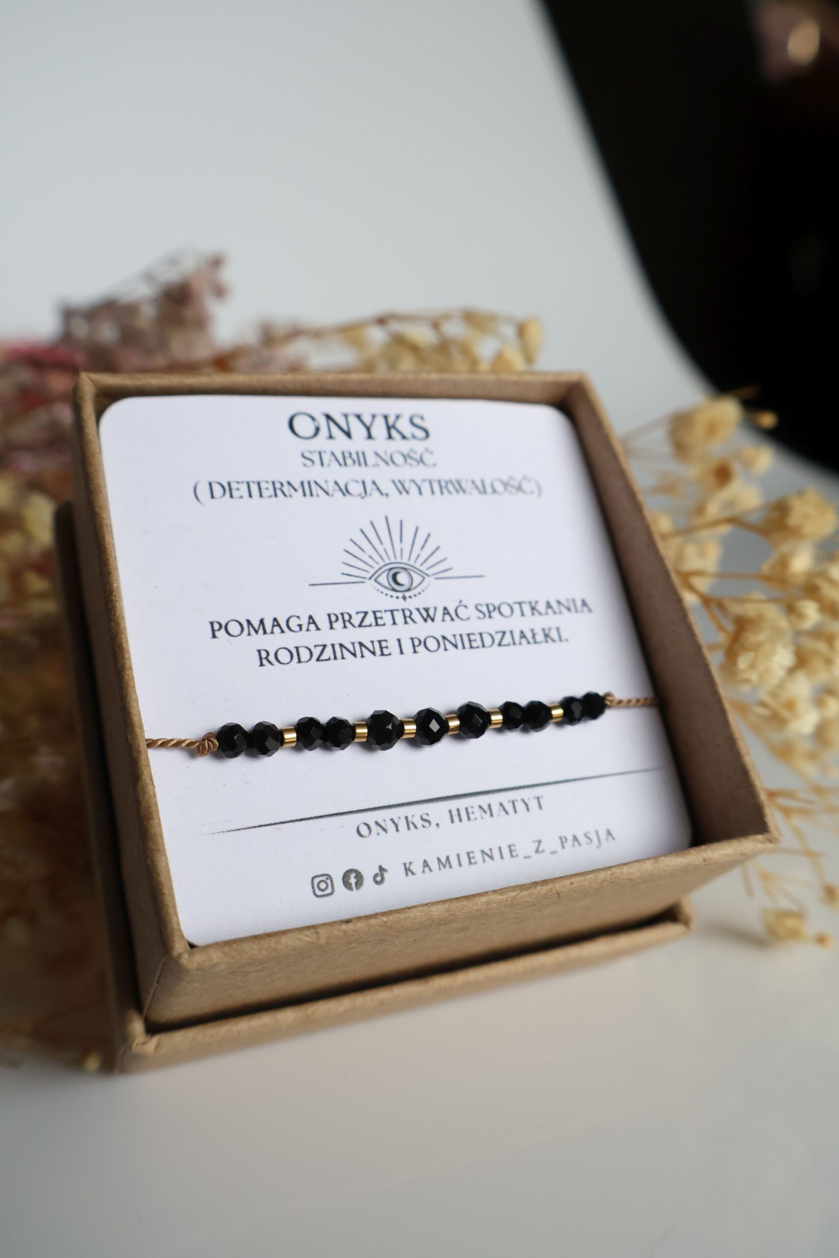 Bransoletka Onyks & Hematyt — talizman przetrwania
