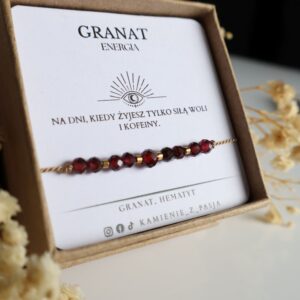 Bransoletka granat "Na dni, kiedy żyjesz tylko siłą woli i kofeiny"