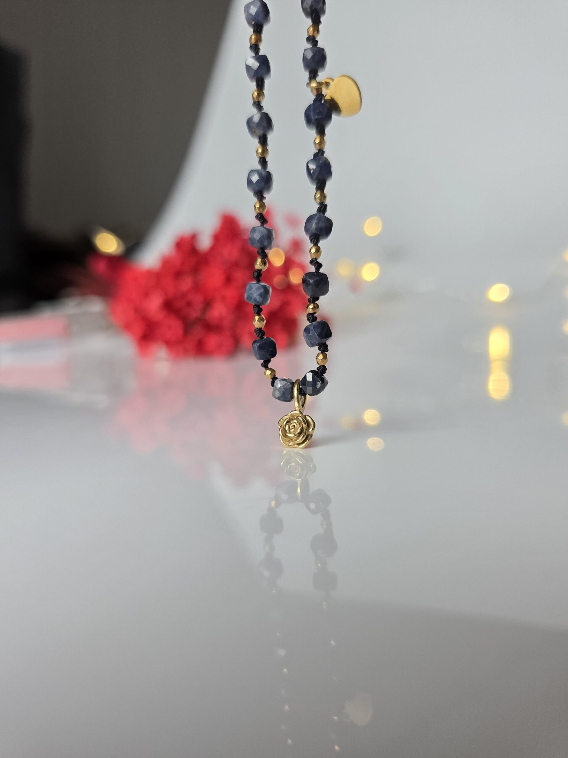Naszyjnik Sapphire gold rose - obrazek 3