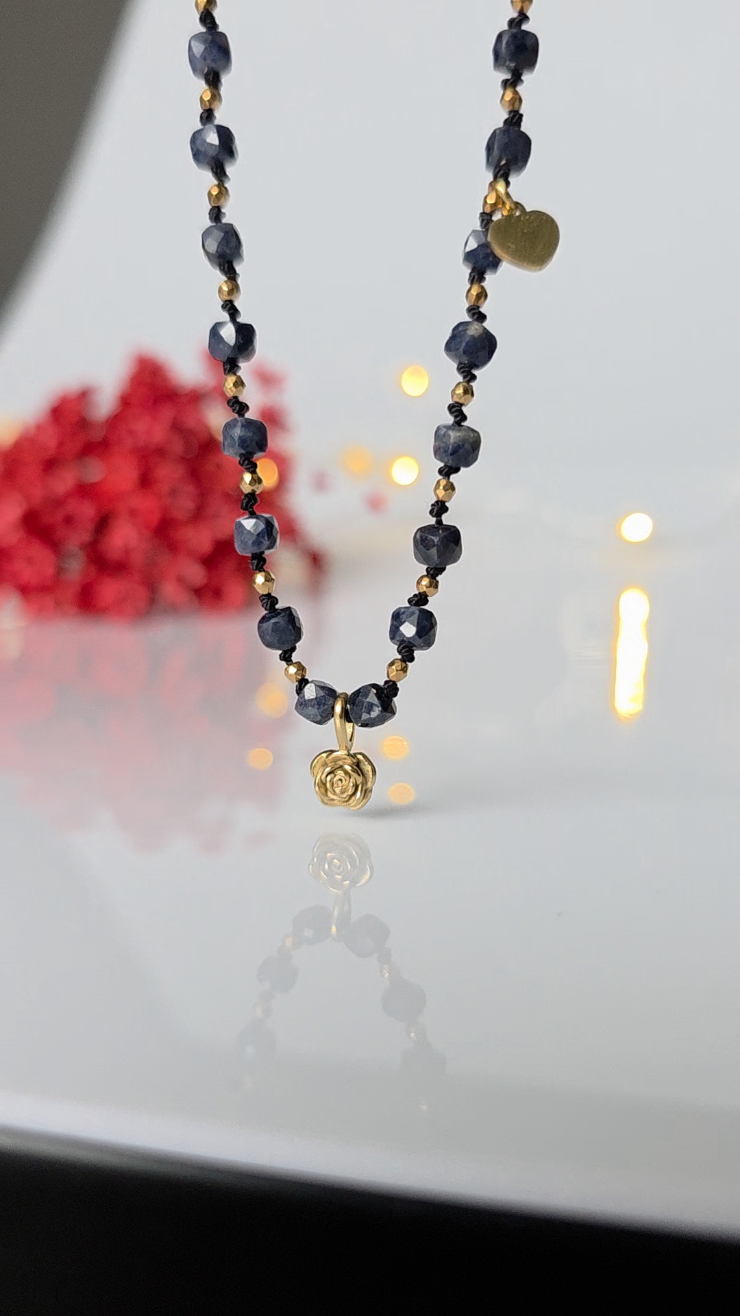 Naszyjnik Sapphire gold rose